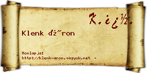 Klenk Áron névjegykártya